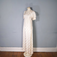 Load image into Gallery viewer, 60s / 70s VIVIEN SMITH LADY FACE DAMASK FABRIC EMPIRE MAXI DRESS - XS