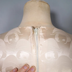 60s / 70s VIVIEN SMITH LADY FACE DAMASK FABRIC EMPIRE MAXI DRESS - XS