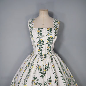 50s YELLOW FLORAL HORROCKSES FASHIONS COTTON SUN DRESS - S