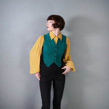 Load image into Gallery viewer, 70s BRIGHT JADE GREEN CORDUROY FITTED WAISTCOAT / VEST - S