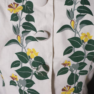 50s YELLOW FLORAL HORROCKSES FASHIONS COTTON SUN DRESS - S