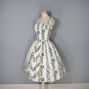 50s YELLOW FLORAL HORROCKSES FASHIONS COTTON SUN DRESS - S