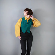 Load image into Gallery viewer, 70s BRIGHT JADE GREEN CORDUROY FITTED WAISTCOAT / VEST - S