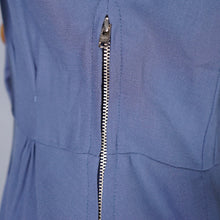 Load image into Gallery viewer, TAILORED DUSKY BLUE 40s STYLE BIG BUTTON AUTUMN WINTER DRESS - S-M