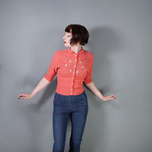 Load image into Gallery viewer, 50s "CABOT" WOOL CHENILLE CORAL PINK BEADED CARDIGAN - M