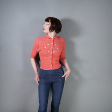 Load image into Gallery viewer, 50s "CABOT" WOOL CHENILLE CORAL PINK BEADED CARDIGAN - M