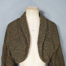 Load image into Gallery viewer, 50s FLECKED BROWN ORANGE WOOL CROPPED BOLERO JACKET - XS-S