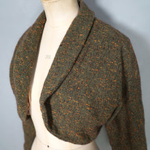 Load image into Gallery viewer, 50s FLECKED BROWN ORANGE WOOL CROPPED BOLERO JACKET - XS-S