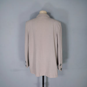 50s GREY STRONG SHOULDERED SWING JACKET / COAT WITH BUTTON DESIGN - M-L