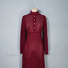 Load image into Gallery viewer, 70s DARK PLUMMY WINE COLOUREFD LACE KNIT EMPIRE MAXI DRESS - L