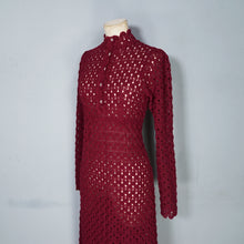 Load image into Gallery viewer, 70s DARK PLUMMY WINE COLOUREFD LACE KNIT EMPIRE MAXI DRESS - L