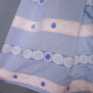 50s PASTEL BLUE AND PINK RIBBON BROCADE "ANTOINETTE" COTTON DRESS - XS