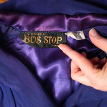 Load image into Gallery viewer, 70s BUS STOP / LEE BENDER DARK BLUE BLOUSE WITH HUGE DAGGER COLLAR - XS