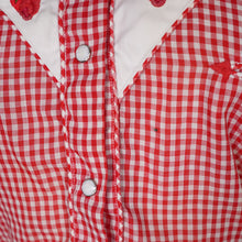 Load image into Gallery viewer, RED WESTERN GINGHAM EMBROIDERED ROSE COWBOY SHIRT - S
