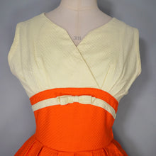 Load image into Gallery viewer, 60s TWOTONE YELLOW AND ORANGE WAFFLE COTTON DRESS - XS / petite