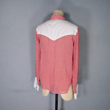 Load image into Gallery viewer, RED WESTERN GINGHAM EMBROIDERED ROSE COWBOY SHIRT - S