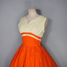 Load image into Gallery viewer, 60s TWOTONE YELLOW AND ORANGE WAFFLE COTTON DRESS - XS / petite
