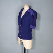 Load image into Gallery viewer, 70s BUS STOP / LEE BENDER DARK BLUE BLOUSE WITH HUGE DAGGER COLLAR - XS