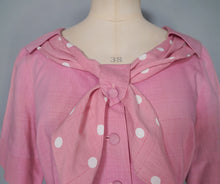 Load image into Gallery viewer, 40s DUSKY PINK TEA DRESS WITH A POLKA DOT SHAWL COLLAR - L / volup