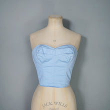 Load image into Gallery viewer, 50s / 60s ST MICHAEL PASTEL BLUE STRAPLESS CORSET / BUSTIER SUN TOP - XS