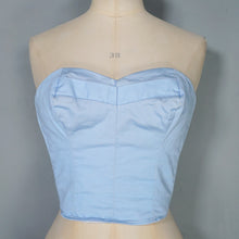 Load image into Gallery viewer, 50s / 60s ST MICHAEL PASTEL BLUE STRAPLESS CORSET / BUSTIER SUN TOP - XS