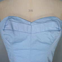 Load image into Gallery viewer, 50s / 60s ST MICHAEL PASTEL BLUE STRAPLESS CORSET / BUSTIER SUN TOP - XS