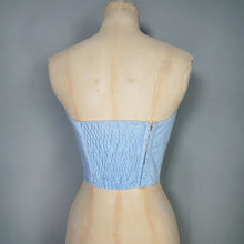 Load image into Gallery viewer, 50s / 60s ST MICHAEL PASTEL BLUE STRAPLESS CORSET / BUSTIER SUN TOP - XS