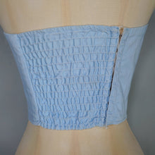 Load image into Gallery viewer, 50s / 60s ST MICHAEL PASTEL BLUE STRAPLESS CORSET / BUSTIER SUN TOP - XS