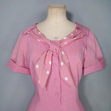 Load image into Gallery viewer, 40s DUSKY PINK TEA DRESS WITH A POLKA DOT SHAWL COLLAR - L / volup