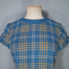 Load image into Gallery viewer, 60s ST MICHAELS BLUE AND BEIGE CHECK WOOL MINI SHIFT MOD DRESS - S