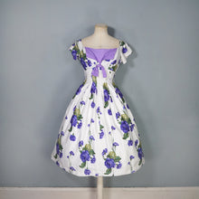 Load image into Gallery viewer, 60s "WENDY" DARK PURPLE ROSE PRINT FLORAL EMPIRE BUST DRESS - S