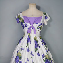 Load image into Gallery viewer, 60s "WENDY" DARK PURPLE ROSE PRINT FLORAL EMPIRE BUST DRESS - S