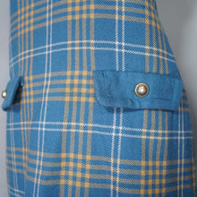 Load image into Gallery viewer, 60s ST MICHAELS BLUE AND BEIGE CHECK WOOL MINI SHIFT MOD DRESS - S