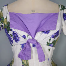 Load image into Gallery viewer, 60s "WENDY" DARK PURPLE ROSE PRINT FLORAL EMPIRE BUST DRESS - S
