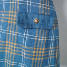 Load image into Gallery viewer, 60s ST MICHAELS BLUE AND BEIGE CHECK WOOL MINI SHIFT MOD DRESS - S