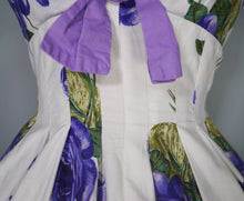 Load image into Gallery viewer, 60s "WENDY" DARK PURPLE ROSE PRINT FLORAL EMPIRE BUST DRESS - S