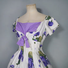 Load image into Gallery viewer, 60s "WENDY" DARK PURPLE ROSE PRINT FLORAL EMPIRE BUST DRESS - S