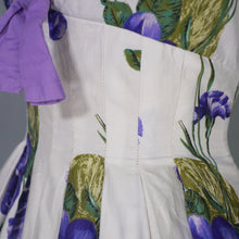 Load image into Gallery viewer, 60s "WENDY" DARK PURPLE ROSE PRINT FLORAL EMPIRE BUST DRESS - S