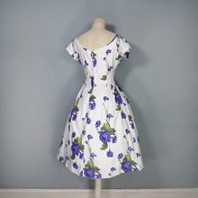 Load image into Gallery viewer, 60s "WENDY" DARK PURPLE ROSE PRINT FLORAL EMPIRE BUST DRESS - S