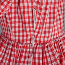 Load image into Gallery viewer, 50s 60s RED AND WHITE GINGHAM CHECK SHIRTWAIST COTTON DAY DRESS - S