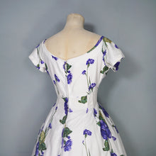Load image into Gallery viewer, 60s "WENDY" DARK PURPLE ROSE PRINT FLORAL EMPIRE BUST DRESS - S