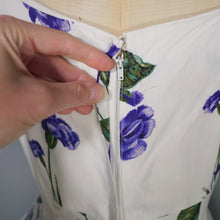 Load image into Gallery viewer, 60s "WENDY" DARK PURPLE ROSE PRINT FLORAL EMPIRE BUST DRESS - S