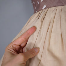 Load image into Gallery viewer, 50s 60s BEIGE FULL SKIRTED BLANES DRESS WITH POLKA DOT SASH WAIST - XS