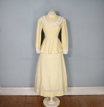 Load image into Gallery viewer, 70s MR DARREN TWO PIECE VICTORIAN PRAIRIE SKIRT AND BLOUSE DRESS SET - XS