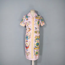 Load image into Gallery viewer, 60s PINK "SERBIN" MURIEL RYAN NOVELTY BIRD PRINT SHIFT DRESS - S