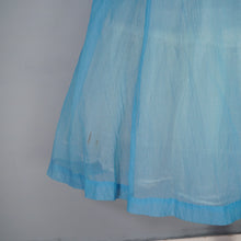 Load image into Gallery viewer, 50s SHEER SEERSUCKER CHIFFON BLUE LACE TRIM FULL SKIRT DRESS - S