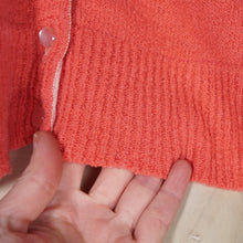 Load image into Gallery viewer, 50s "CABOT" WOOL CHENILLE CORAL PINK BEADED CARDIGAN - M