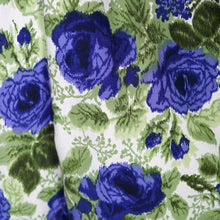 Load image into Gallery viewer, 60s GREEN AND VIOLET-BLUE PAINTERLY ROSE COTTON DRESS - S