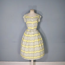 Load image into Gallery viewer, 40s / 50s SOFT RAYON YELLOW FLORAL TEA DRESS WITH BELT - M