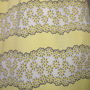 40s / 50s SOFT RAYON YELLOW FLORAL TEA DRESS WITH BELT - M